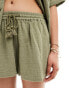 IIsla & Bird loose fit beach shorts co-ord in khaki Зеленый, 42 - фото #3