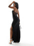 Фото #1 товара ASOS DESIGN strappy soft touch maxi dress with lace insert in black