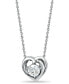 Cubic Zirconia Heart Slider Pendant Necklace in Sterling Silver, 16" + 2", Created for Macy's