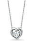 ფოტო #1 პროდუქტის Cubic Zirconia Heart Slider Pendant Necklace in Sterling Silver, 16" + 2", Created for Macy's