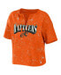 Women's Orange Florida A&M Rattlers Bleach Wash Splatter Cropped Notch Neck T-shirt