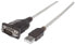 Фото #1 товара Manhattan USB-A to Serial Converter cable - 45cm - Male to Male - Serial/RS232/COM/DB9 - Prolific PL-2303HXD Chip - Black/Silver cable - Three Year Warranty - Polybag - Silver - 0.45 m - USB A - Serial/COM/RS232/DB9 - Male - Male