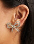 Accessorize crystal bow earrings in gold