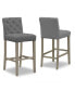 Фото #1 товара Set of 2 Alee Fabric Bar Stool with Tufted Buttons and Wood Legs