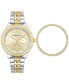 ფოტო #1 პროდუქტის Women's Multi-function Two Tone Stainless Steel Bracelet Watch 36mm, 2 Piece Set