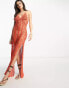 Flook premium ayla beach crochet maxi summer dress in coral