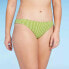 Juniors' Textured Cheeky Bikini Bottom - Xhilaration™ Lime Stripe size Large