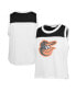 Women's White, Black Distressed Baltimore Orioles Plus Size Waist Length Muscle Tank Top