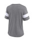Фото #4 товара Women's Heathered Gray Oklahoma Sooners Arched City Sleeve-Striped Tri-Blend V-Neck T-shirt
