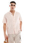 ASOS DESIGN short sleeve relaxed revere collar linen look shirt in pale pink