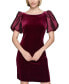 Women's Velvet Taffeta Puffed-Sleeve Dress