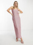 Фото #2 товара Pieces Premium maxi cami split dress in pink glitter