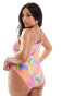 Фото #3 товара ASOS DESIGN Curve lace up swimsuit in abstract floral