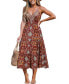 ფოტო #1 პროდუქტის Women's Brick-and-Orange Boho Sleeveless Maxi Beach Dress