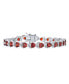 ფოტო #1 პროდუქტის Red Clear 20 CT Cubic Zirconia CZ Tennis Bracelet Heart Shape For Women Rhodium 7.5 Inch