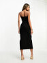 Фото #3 товара Vesper notch detail cami strap thigh split midi dress in black