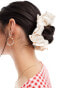 ASOS DESIGN scrunchie with satin frill edge in cream