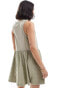 ASOS DESIGN ribbed tank mini dress with broderie skirt in sage green