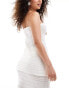 In The Style exclusive knitted bandeau long line spit front beach top co-ord in white