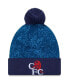 Men's Blue Chelsea Retro Allover Print Cuffed Knit Hat with Pom
