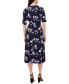 ფოტო #2 პროდუქტის Petite Floral Print Surplice Midi Dress