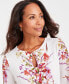 Petite Keyhole-Neck Placement-Print Top, Created for Macy's