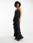 Фото #8 товара Flounce London Tall all over ruffle cami maxi dress in black