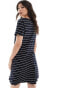 Only v neck tie waist mini dress in navy stripe