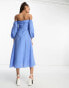 Фото #4 товара Nobody's Child Maxine bardot midi dress in blue