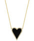 Фото #1 товара EFFY Collection eFFY® Onyx & Diamond (1/5 ct. t.w.) Heart Halo Pendant Necklace in 14k Gold, 16" + 2" extender