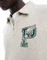 Фото #2 товара Polo Ralph Lauren retro sports logo half zip rugby sweatshirt in grey marl