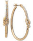 ფოტო #1 პროდუქტის Gold-Tone Medium Pavé Knot Hoop Earrings, 1.35"