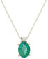 ფოტო #1 პროდუქტის Sapphire (1-1/2 ct. t.w.) and Diamond Accent Oval Pendant Necklace in 14k Yellow Gold (Also Available in Ruby and Emerald)