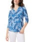 Фото #1 товара Women's Printed Moss Crepe 3/4-Sleeve Top