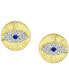 ფოტო #6 პროდუქტის Lab-Grown Blue Sapphire & Cubic Zirconia Evil Eye Disc Stud Earrings, Created for Macy's