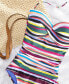 Фото #4 товара Women's Striped Twist-Front Bandeau One-Piece Swimsuit