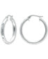 Фото #1 товара Textured Tube Small Hoop Earrings in Sterling Silver, 25mm, Created for Macy's