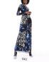 Фото #2 товара Vero Moda Tall long sleeved lettuce edge mesh maxi dress in blue abstract butterfly print