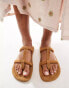 Фото #4 товара Free People suede contrast stitch flat sandals in cinnamon