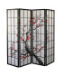 Фото #1 товара Black Japanese 4-Panel Screen Room Divider, Plum Blossom