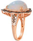 Neopolitan Opal (4 ct. t.w.) & Diamond (3/4 ct. t.w.) Wavy Halo Pear Statement Ring in 14k Rose Gold (Also Available in 14K White Gold or 14k Yellow Gold)