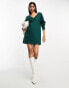 Фото #1 товара ASOS DESIGN supersoft slouchy v neck jumper mini dress in khaki