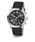 ფოტო #5 პროდუქტის Men's Analog Black Genuine Leather Watch 44mm