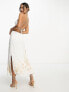 ASOS EDITION satin halter floral embroidered midi dress with cut out back in ivory