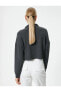 Yarım Fermuarlı Sweatshirt Crop Uzun Kollu