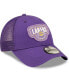 Фото #4 товара Men's Purple Los Angeles Lakers Team Logo Patch 9FORTY Trucker Snapback Hat