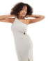 Фото #2 товара YAS glitter one shoulder maxi dress in neutral - BEIGE