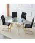 Фото #1 товара Modern Glass-Top Dining Table with Gold Legs Sleek, Stylish, and Inviting