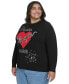 Фото #3 товара Plus Size Beaded Heart Sweater, Created for Macy's