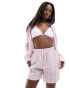 Kaiia poplin shorts co-ord in pink stripe